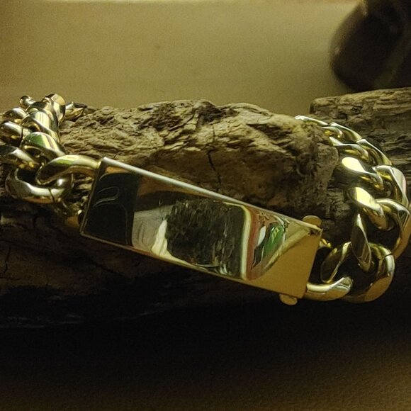 Mens Bracelet Gold Tone Speidel Vintage Half Inch ID Chain Link Design Clasp - Picture 4 of 13